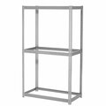 Global Industrial 3 Shelf, Extra Heavy Duty Boltless Shelving, Starter, 36inW x 24inD x 84inH, No Deck 785503GY